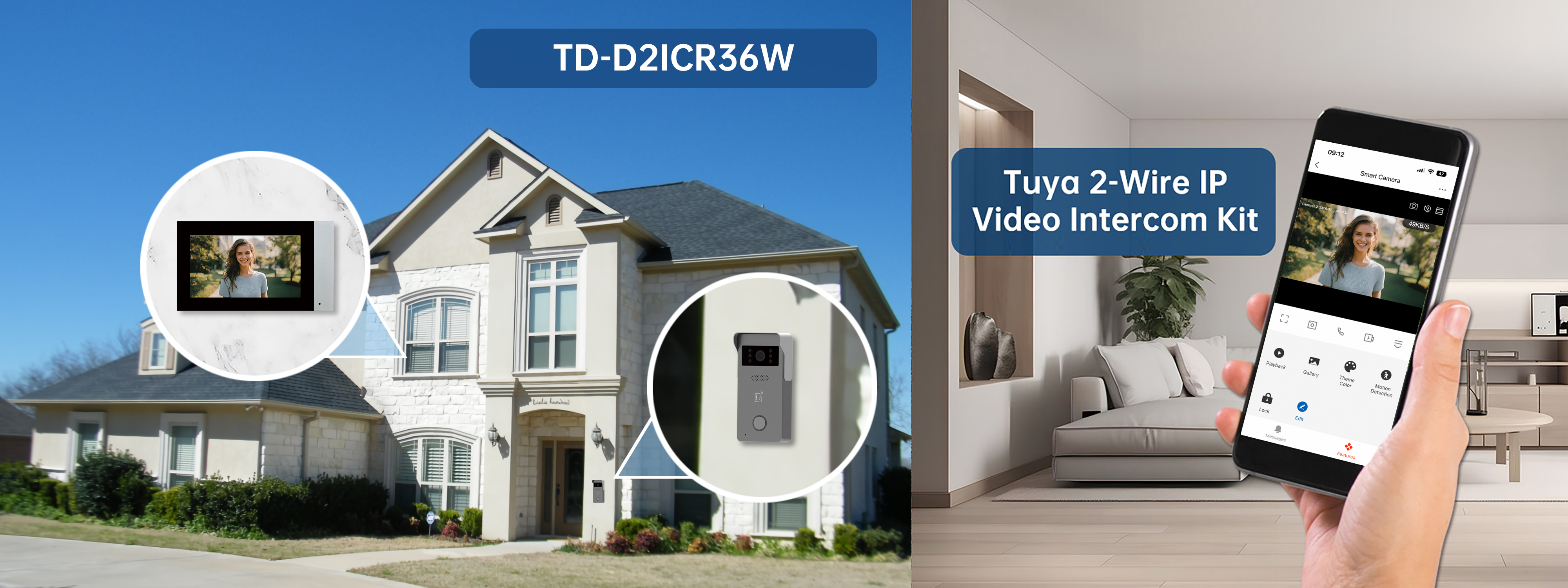 Trudian TD-D2ICR36W Tuya 2-Wire IP Video Intercom Kit